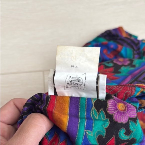 Lady Carol Vintage Blue Purple Red Button Down Shirt Skirt Set - Picture 4 of 10